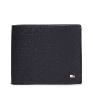 PORTAFOGLI BLU TOMMY JEANS EMBROSS CON MOTIVO DI BANDIERINE DA UOMO