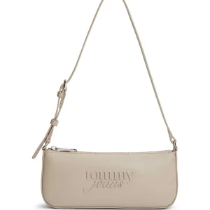 BORSA BEIGE TOMMY JEANS CON LOGO SERIF DA DONNA