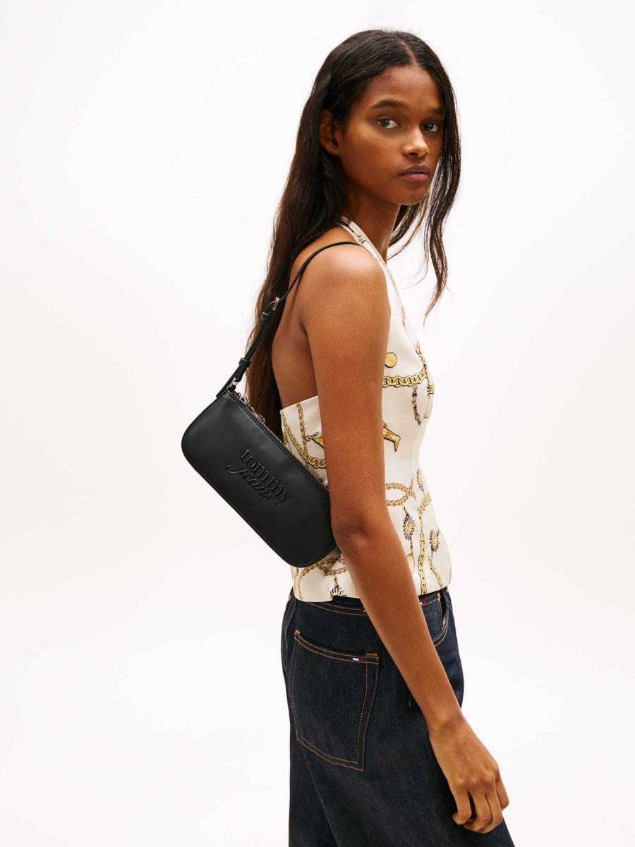 BORSA NERA TOMMY JEANS CON LOGO SERIF DA DONNA - immagine 3