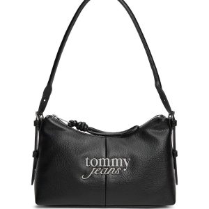 BORSA NERA TOMMY JEANS CON LOGO METALLIZZATO DA DONNA