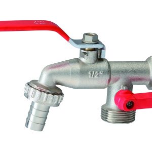 Utilia RUBINETTO P.GOMMA A SFERA IN OTTONE CON DOPPIO ATTACCO MIS. 1/2