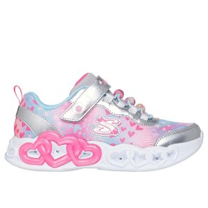 SNEAKERS INFINITE HEART LIGHTS SKECHERS DA BAMBINA ARGENTO