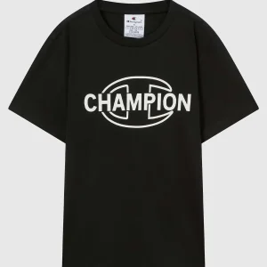 T-SHIRT GIROCOLLO CON LOGO CHAMPION DA BAMBINO NERO
