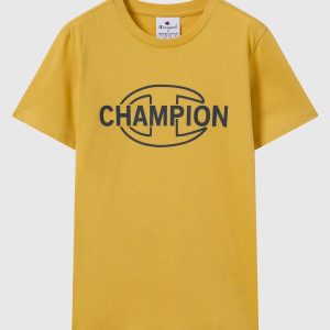 T-SHIRT GIROCOLLO CON LOGO CHAMPION DA BAMBINO GIALLO