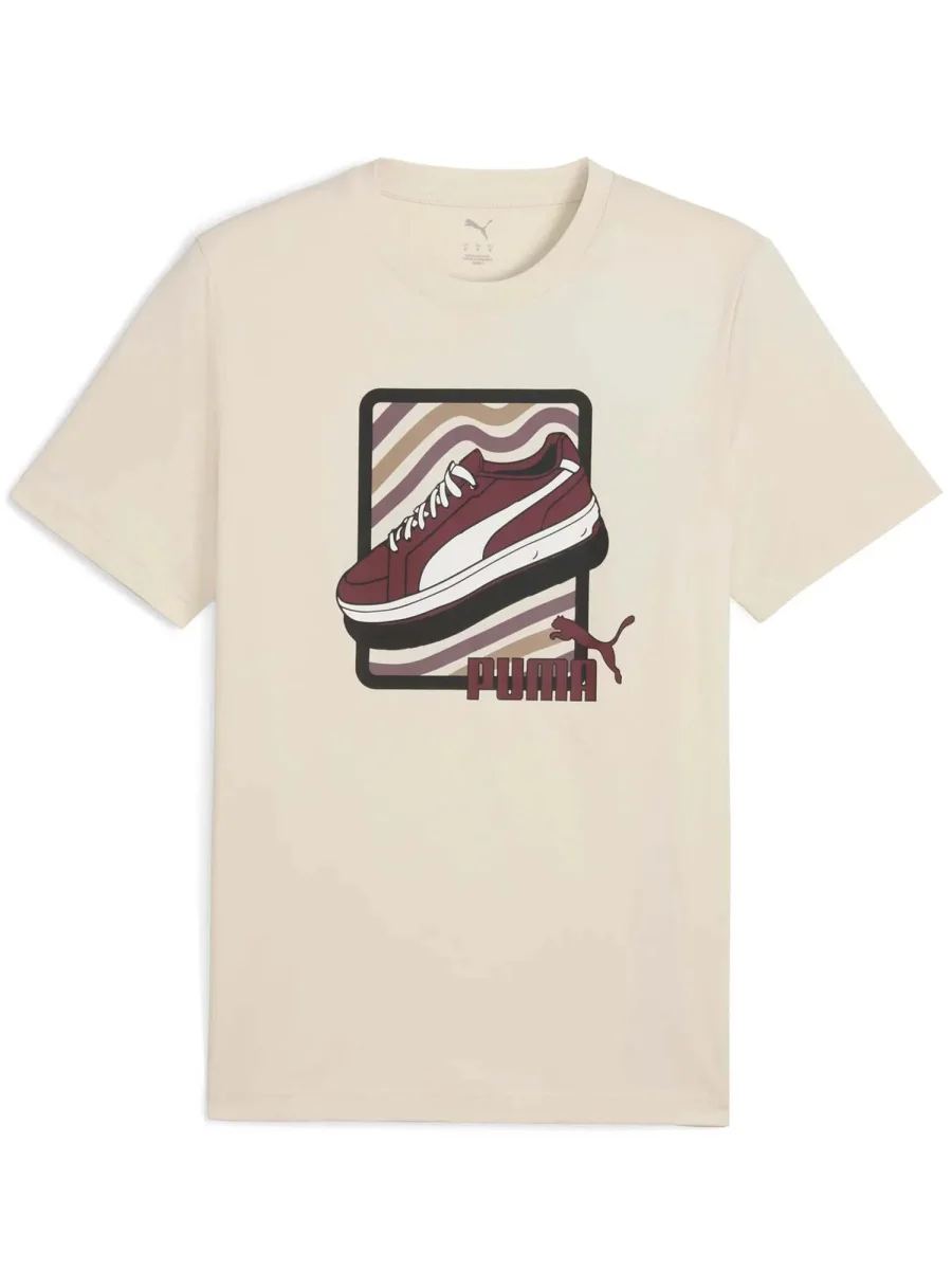 T-SHIRT ESSENTIALS CON STAMPA PUMA DA UOMO BEIGE - immagine 2