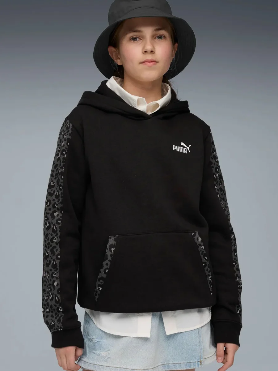 FELPA CON CAPPUCCIO PUMA DA BAMBINA NERO - immagine 2