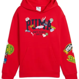 FELPA CON CAPPUCCIO PUMA JUNIOR ROSSO