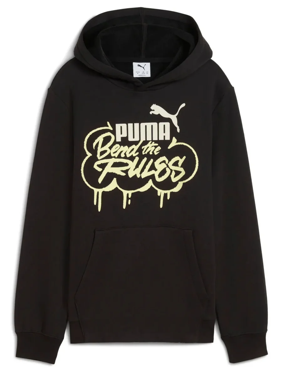 FELPA CON CAPPUCCIO E STAMPA PUMA DA BAMBINO NERO - immagine 2