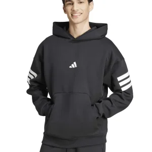 FELPA NERA ADIDAS FUTURE ICONS 3STRIPES CON CAPPUCCIO DA UOMO