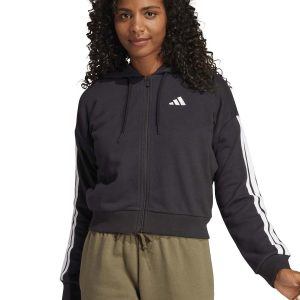 FELPA NERA ADIDAS ESSENTIALS 3STRIPS CON CAPPUCCIO DA DONNA