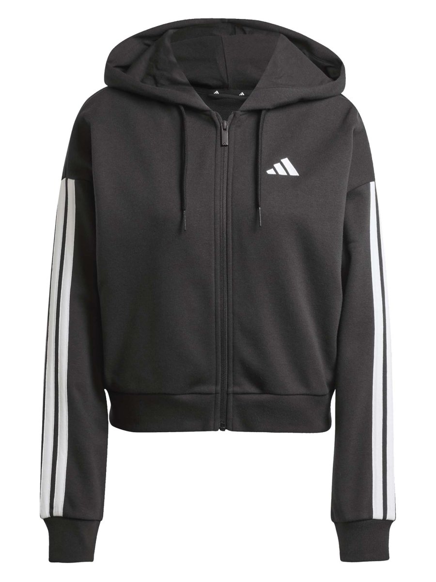 FELPA NERA ADIDAS ESSENTIALS 3STRIPS CON CAPPUCCIO DA DONNA - immagine 3