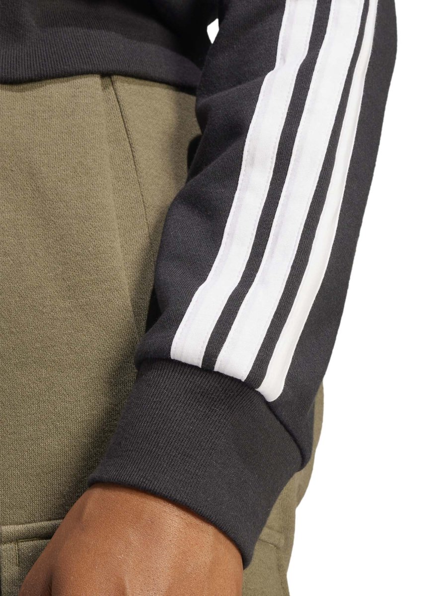 FELPA NERA ADIDAS ESSENTIALS 3STRIPS CON CAPPUCCIO DA DONNA - immagine 5