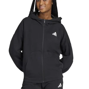 FELPA FULL ZIP ADIDAS DA RAGAZZA NERO