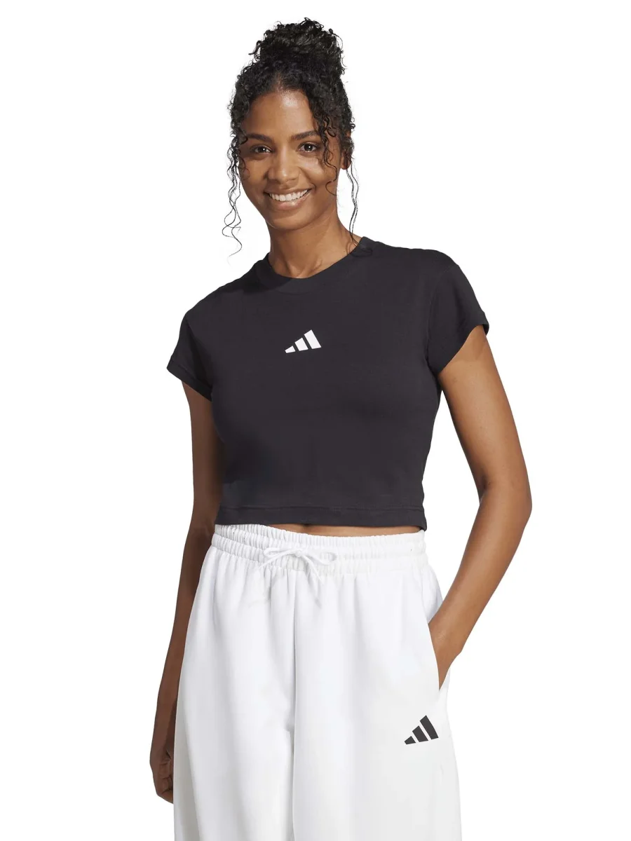 T-SHIRT CROP NERA ADIDAS DA DONNA - immagine 2