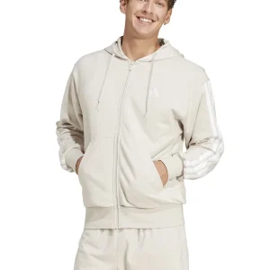 FELPA CON CAPPUCCIO FULL ZIP ESSENTIAL ADIDAS UOMO ALLUMINIO