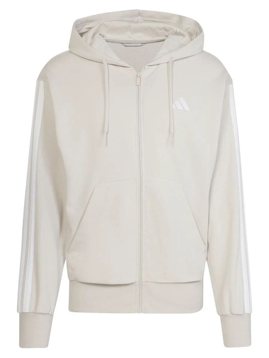 FELPA CON CAPPUCCIO FULL ZIP ESSENTIAL ADIDAS UOMO ALLUMINIO - immagine 3