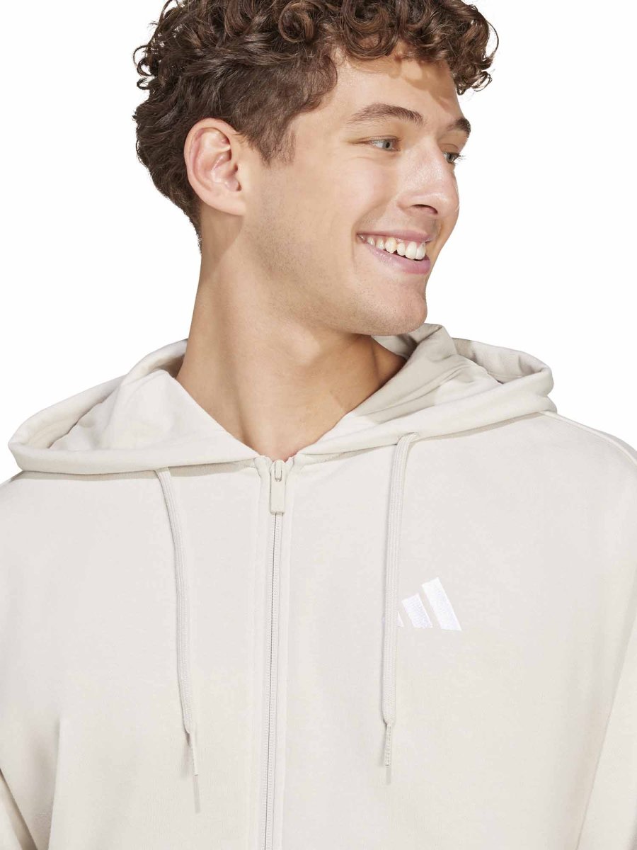 FELPA CON CAPPUCCIO FULL ZIP ESSENTIAL ADIDAS UOMO ALLUMINIO - immagine 5