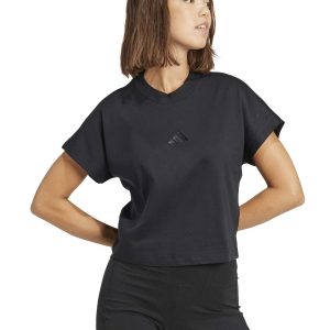 T-SHIRT NERA CROP ADIDAS ALL SEASON DA DONNA