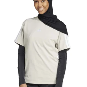 T-SHIRT GIROCOLLO ADIDAS DA DONNA BEIGE