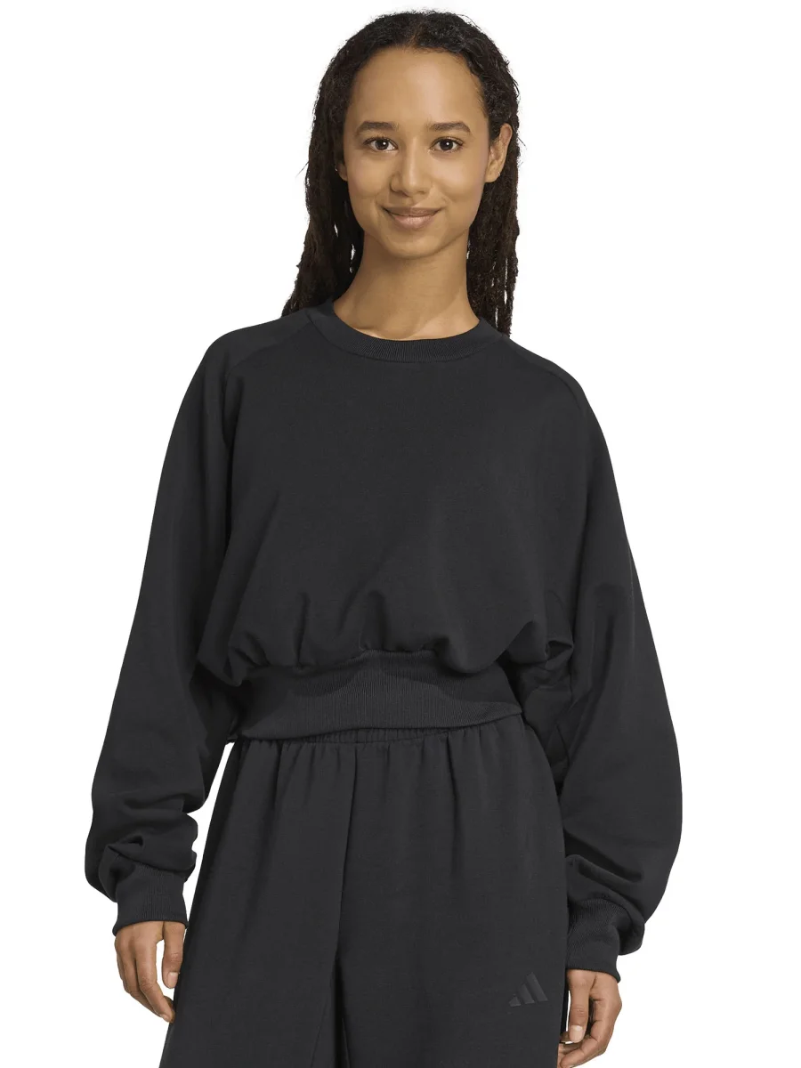 FELPA NERA CROP ADIDAS SOFT LUX DA DONNA - immagine 2