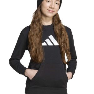 FELPA CON CAPPUCCIO GRAFICA GLAM ADIDAS BAMBINA NERO