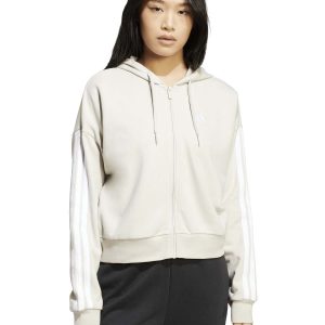 FELPA PANNA ADIDAS ESSENTIALS 3STRIPS CON CAPPUCCIO DA DONNA