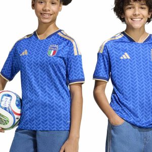 T-SHIRT CALCIO AZZURRA ADIDAS ITALIA FIGC JUNIOR UNISEX