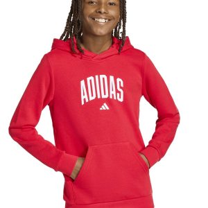 FELPA ROSSA ADIDAS CPN CAPPUCCIO E GRAFICA COLLEGE DA BAMBINA