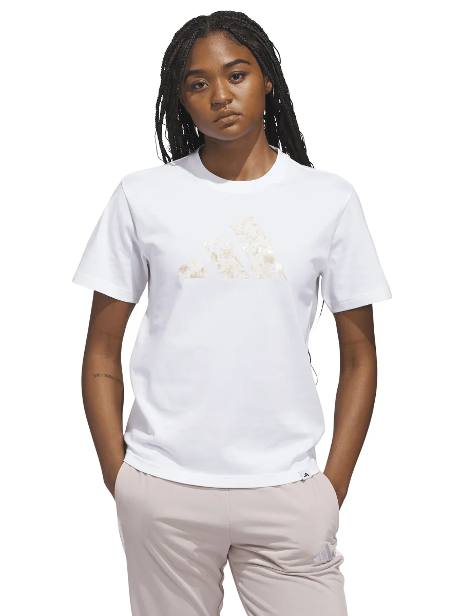 T-SHIRT BIANCA ADIDAS LOGO STAMPATO DA DONNA - immagine 2