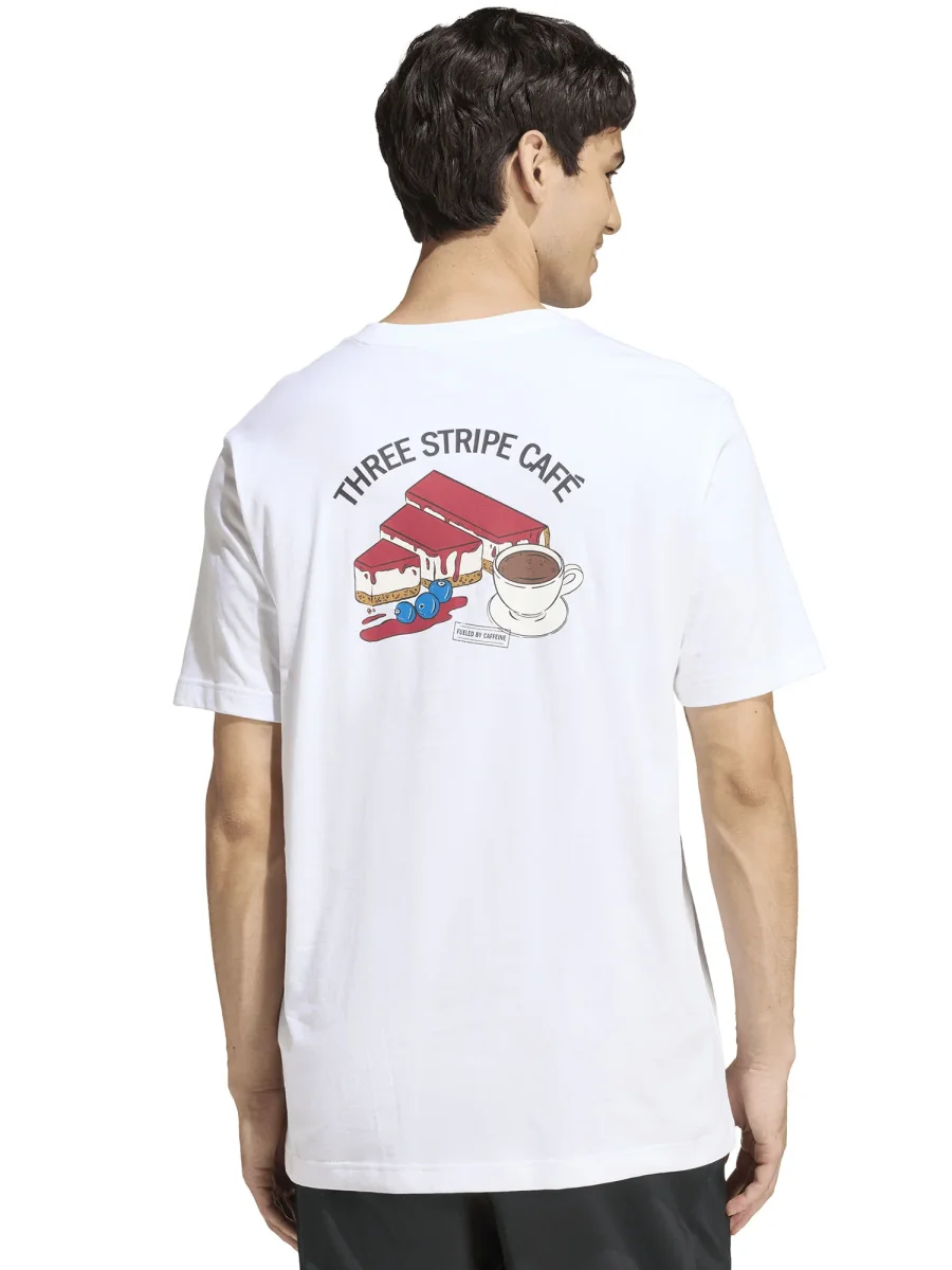 T-SHIRT COFFEE CAFE CHEESECAKE GRAPHIC ADIDAS DA UOMO BIANCO - immagine 4