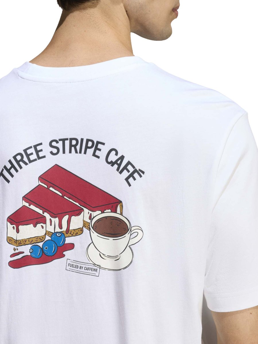 T-SHIRT COFFEE CAFE CHEESECAKE GRAPHIC ADIDAS DA UOMO BIANCO - immagine 5