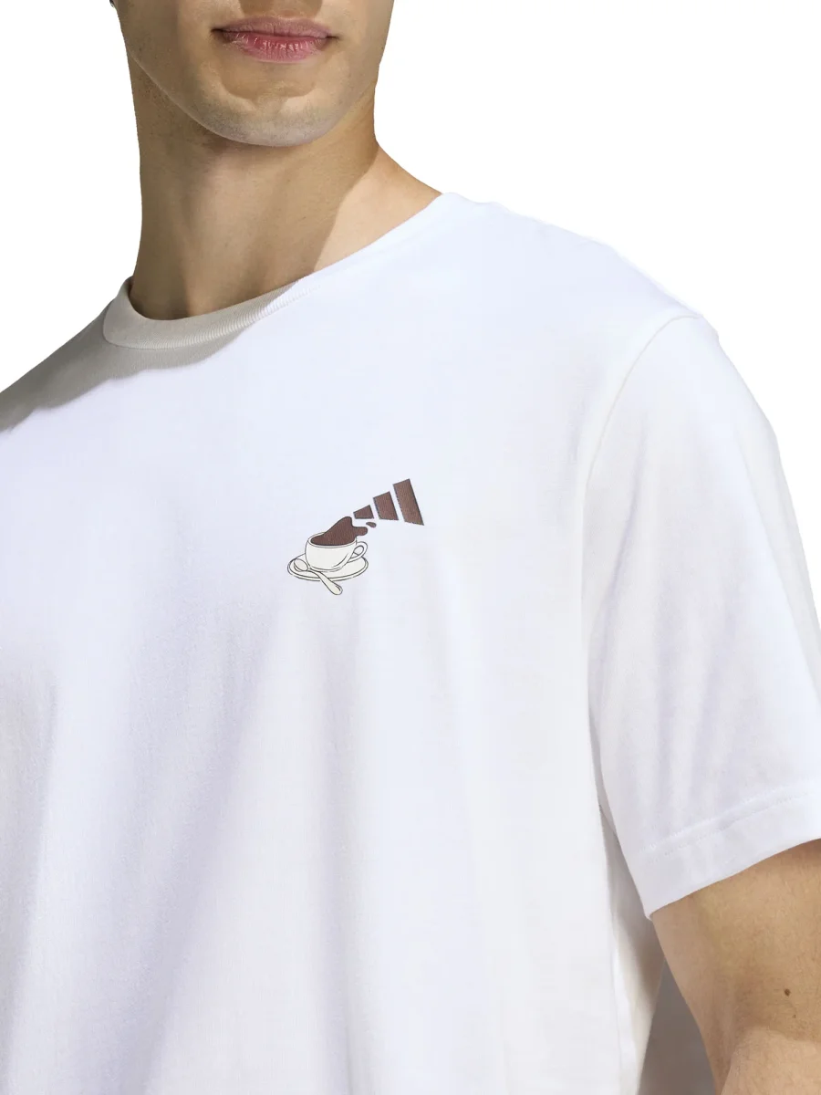 T-SHIRT COFFEE CAFE CHEESECAKE GRAPHIC ADIDAS DA UOMO BIANCO - immagine 6