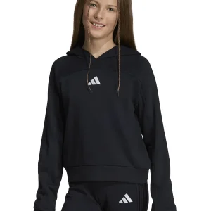 FELPA CON CAPPUCCIO ADIDAS DA BAMBINA NERO