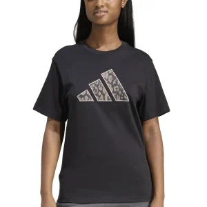 T-SHIRT CON GRAFICA ANIMALIER ADIDAS DA DONNA NERO