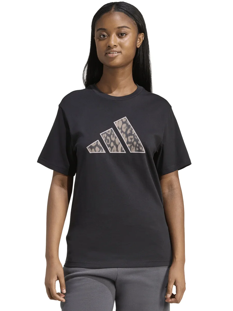 T-SHIRT CON GRAFICA ANIMALIER ADIDAS DA DONNA NERO