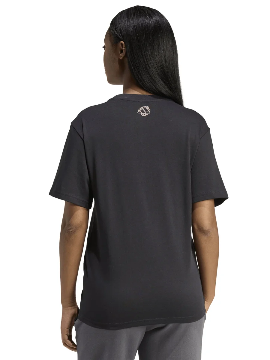 T-SHIRT CON GRAFICA ANIMALIER ADIDAS DA DONNA NERO - immagine 4