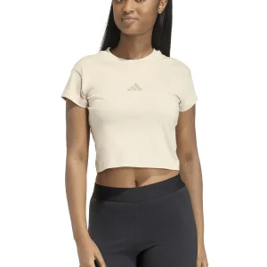 T-SHIRT CROP BEIGE ADIDAS DA DONNA