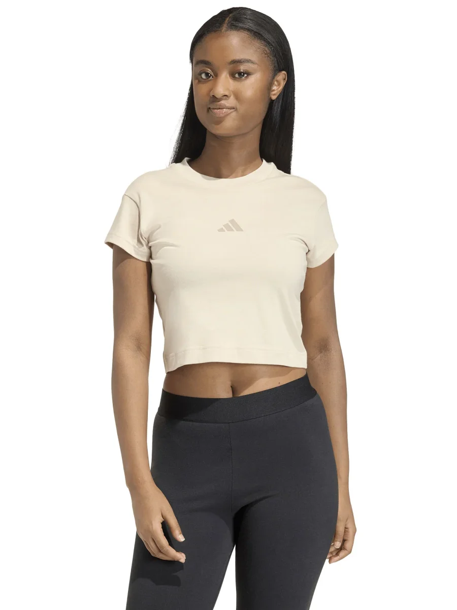 T-SHIRT CROP BEIGE ADIDAS DA DONNA