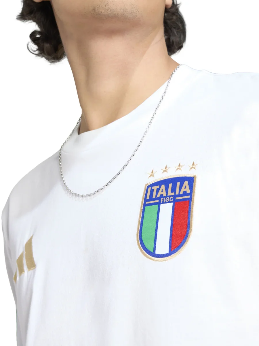T-SHIRT CALCIO BIANCA ADIDAS FIGC DNA ITALIA DA UOMO - immagine 6