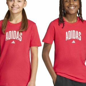 T-SHIRT COLLEGIATE GRAPHIC ADIDAS DA BAMBINA ROSSO