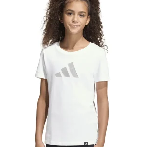 T-SHIRT BIANCA ADIDAS CON LOGO GLAMOUR DA BAMBINA