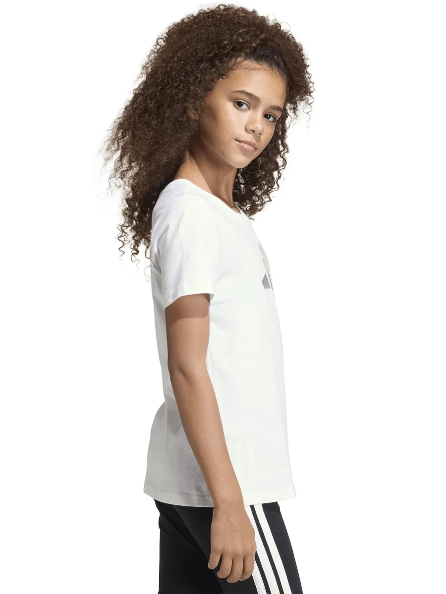T-SHIRT BIANCA ADIDAS CON LOGO GLAMOUR DA BAMBINA - immagine 4