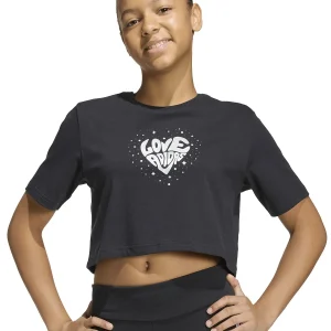 T-SHIRT NERA ADIDAS CROP CON LOGO GLAMOUR DA BAMBINA