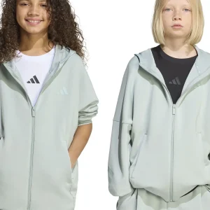 FELPA SALVIA ADIDAS CON CAPPUCCIO + ZIP DA BAMBINA