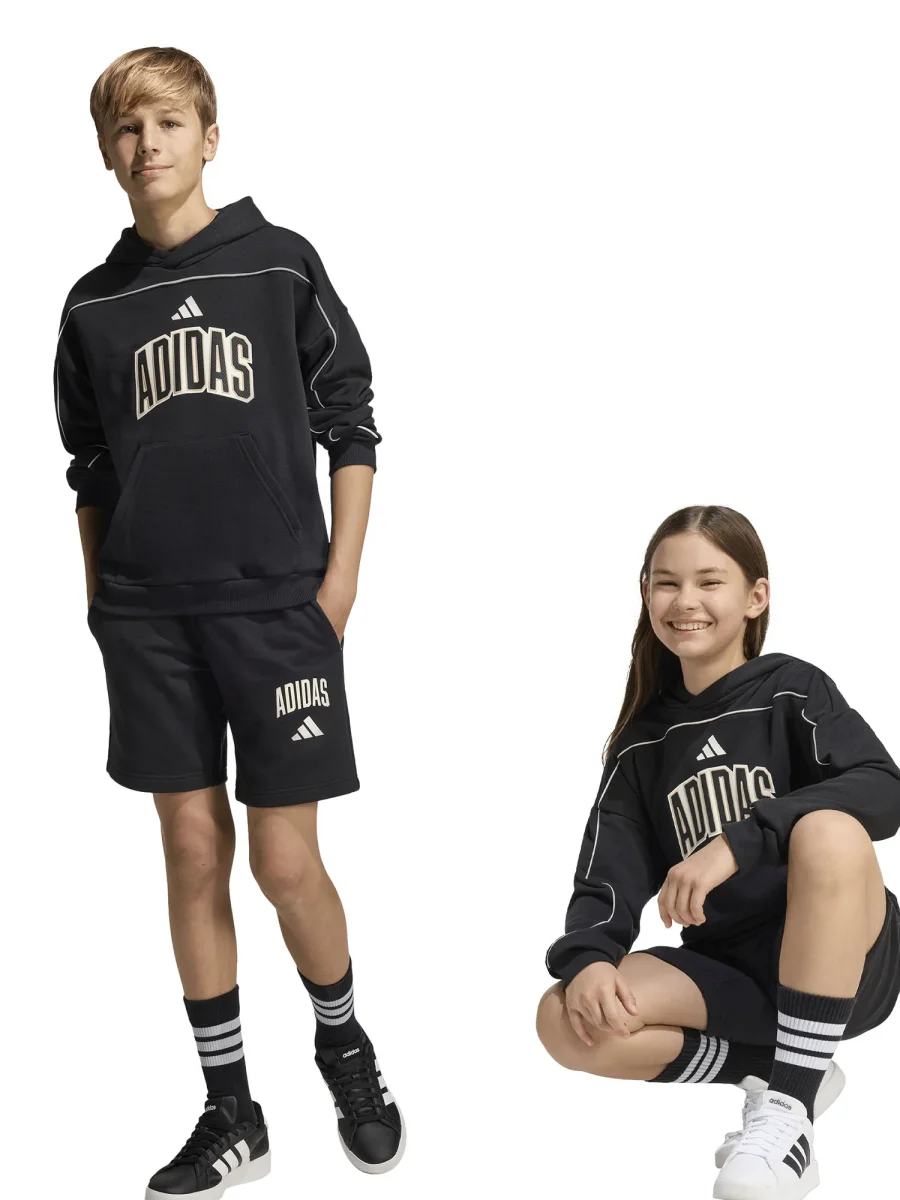 SHORT NERO ADIDAS CON LOGO JUNIOR UNISEX - immagine 2