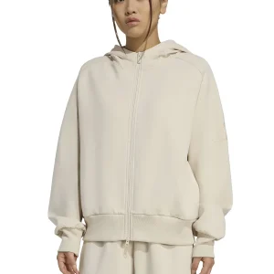 FELPA CON CAPPUCCIO E ZIP ADIDAS DA DONNA BEIGE