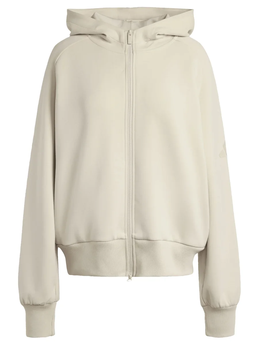 FELPA CON CAPPUCCIO E ZIP ADIDAS DA DONNA BEIGE - immagine 3