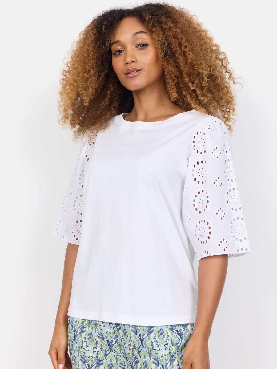 T-SHIRT BIANCA SOYA CONCEPT CON RICAMI DA DONNA