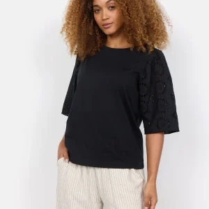 T-SHIRT NERA SOYA CONCEPT CON RICAMI DA DONNA