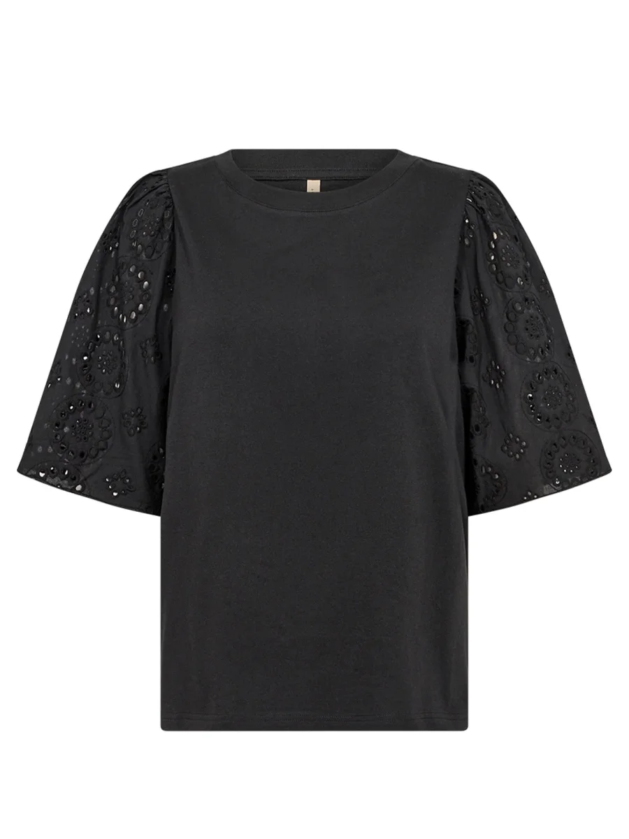 T-SHIRT NERA SOYA CONCEPT CON RICAMI DA DONNA - immagine 3